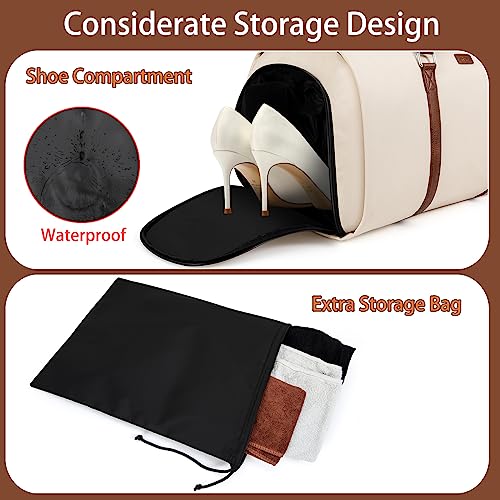 Convertible 2-in-1 Garment Bags for Travel with Waterproof Shoe Compartment - color: 1-Off White