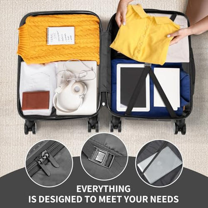 Karl home 24in Checked Luggage, Medium Suitcase with Wheels, Dark Grey - color: Dark Gray, size: 24 Inch