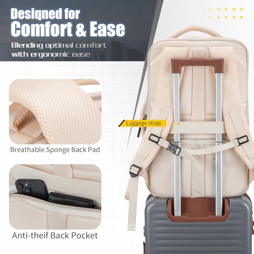 42L Carry On Travel Backpack With 4 Packing Cubes, TSA Friendly - color: Off-white