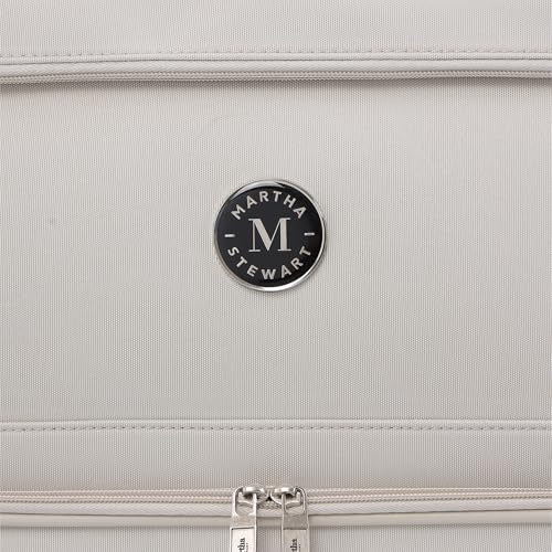 Martha Stewart Softside Checked Luggage | 27" Lightweight Expandable Suitcase | Medium Checked Suitcase with 360° Spinner Wheels & Spacious Interior | Light Gray - color: Light Grey, size: 27"