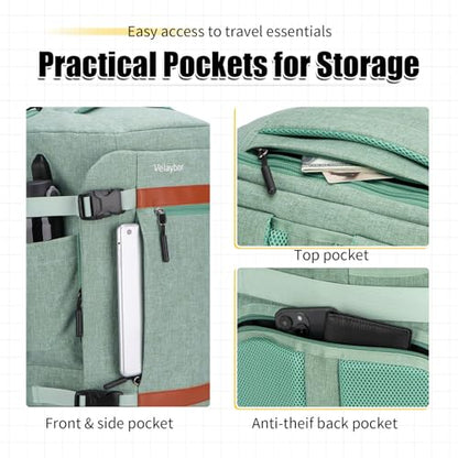 42L Carry On Travel Backpack With 4 Packing Cubes, TSA Friendly - color: Green