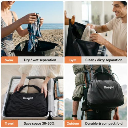 Travel Laundry Bag, Vacuum Compression Waterproof Dirty Clothes Bag - color: Black-2Pack