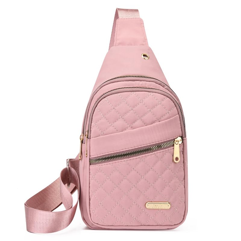 Small Sling Bag For Women Men Fashion Casual Crossbody Sling Backpack Solid Wallet - color: Pink
