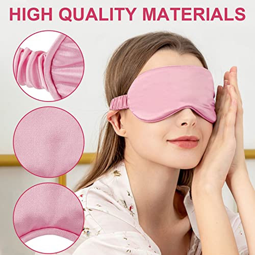 IEKEODI 2 Pack Silk Sleep Masks, Light Blocking Eye Masks, Black & Pink - color: Black+pink