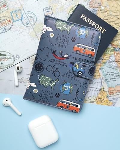 Life is Good Travel Passport Cover, Card Slots, Snap Closure - color: Love For Travel