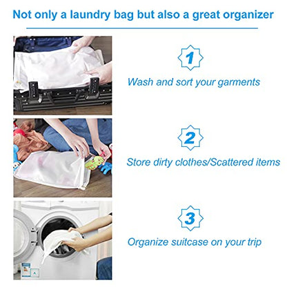 GOGOODA 3 Pack Delicates Laundry Bags, Fine Mesh Wash Bag with Hanging Loop - size: 3 set (3 Medium)