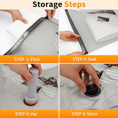 Vacuum Storage Bags, Travel Vacuum Bags with Portable Electric Pump, Space Saver Compression Bags for Travel, Luggage, Suitcase, Vacuum Seal Bags for Clothing, Bedding, Large Items-12 Combo Set