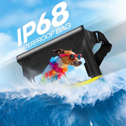 Waterproof Bag Fanny Packs for Women, Floating Beach Bags 2PCS - color: Black&Black