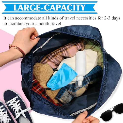 Travel Bag 36 Packes Carry on Luggage Foldable Duffel Bag Sports Gym Bag Weekender Overnight Bag Water Resistant Nylon Travel Duffel for Men Women - color: Blue 36 PCS