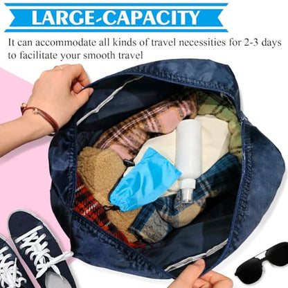 Travel Bag 36 Packes Carry on Luggage Foldable Duffel Bag Sports Gym Bag Weekender Overnight Bag Water Resistant Nylon Travel Duffel for Men Women - color: Blue 36 PCS