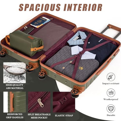 Cosbarn Luggage Sets 5 Piece, Hardshell Suitcases with Wheels, TSA Lock - color: OliveDrab