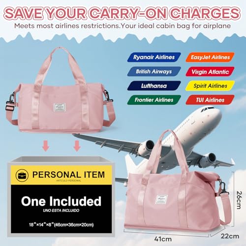 Travel Duffel Bag Carry On Overnight Weekender Bags for Women Hospital Tote - color: B-pink-expandable, size: X-large