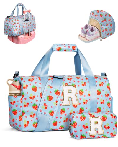 Elilier Dance Recital Gifts for Girls, Preppy Dance Bag, Letter R - color: Blue, style: R