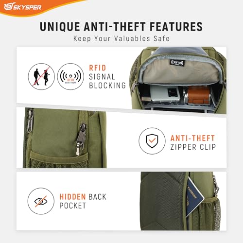 SKYSPER Sling Bag RFID Cross Body Bag Recycled Crossbody Backpack Travel Daypack - color: Armygreen