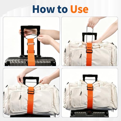 2Pcs Luggage Straps for Suitcases, Adjustable Luggage Connector Straps - color: orange