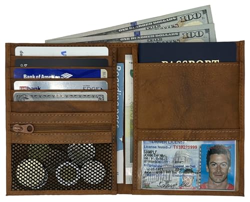 Antique Saddle RFID Genuine Leather Passport Wallet - color: Antique Saddle