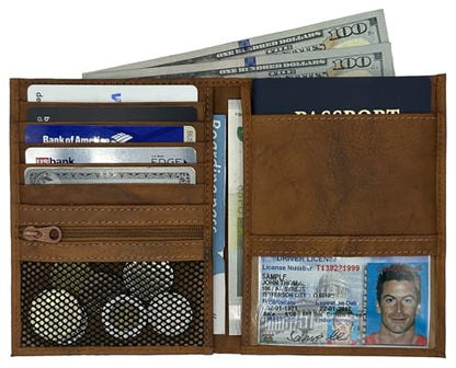 Antique Saddle RFID Genuine Leather Passport Wallet - color: Antique Saddle