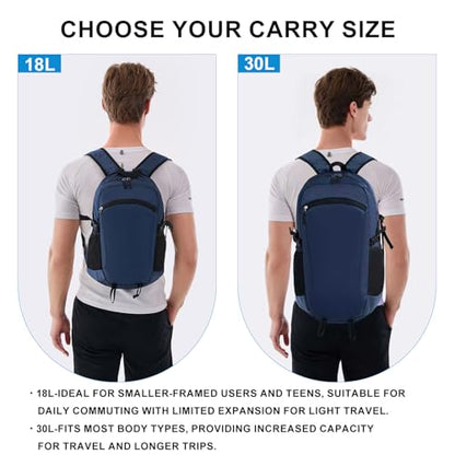 Lightweight Hiking Backpack 30L Packable Foldable Daypack Collapsible Travel Bag Water-Resistant for Women Men (Navy Blue) - color: Navy Blue, size: Large