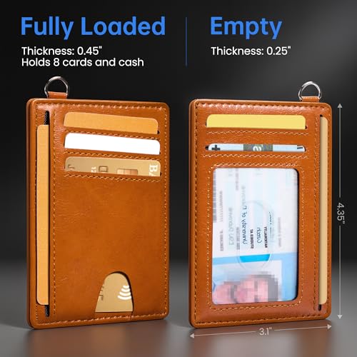 Mayski Slim Wallet, Credit Card Holder for Women, Minimalist Front Pocket RFID Blocking Card Cases, Small Wallet Women Men(Oiled Wax Brown) - color: Oiled Wax Brown