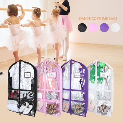 Syeeiex 40 Inch Clear Dance Costume Garment Bag, White, 5 Pack - color: Clear White, size: 5 Pack