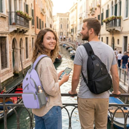 Javolto Crossbody Sling Bag,Small Backpack Men,Hands-Free Shoulder Daypack - color: Light Gray