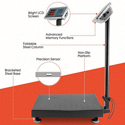 Industrial Scale, Platform Scale, Weight Machine for Luggage, 600 Lb, Large - color: Black