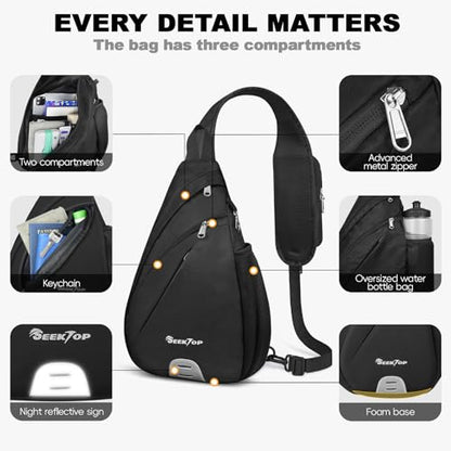 Seektop Anti Theft Crossbody Bag for Women RFID Blocking Sling Bag 7L - color: Black