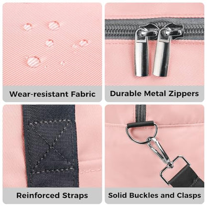 For Frontier Airlines Personal Item Bag 18x14x8 Travel Duffel Bag Carry on - color: Pink (with Shoulder Strap)