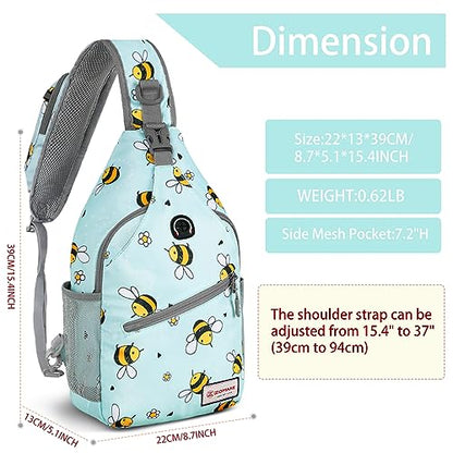 ZOMAKE Sling Bag,Small Crossbody Sling Backpack Shoulder Daypack for Travel - color: Bee Blue, size: 8L