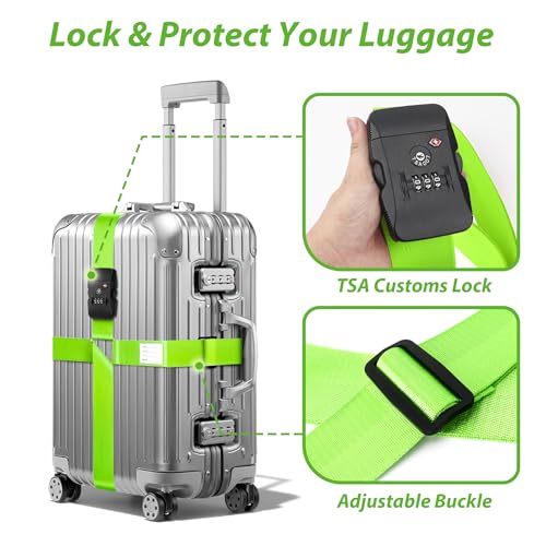 TSA Approved Luggage Straps with Combination Lock, Cross Green - color: Cross Green