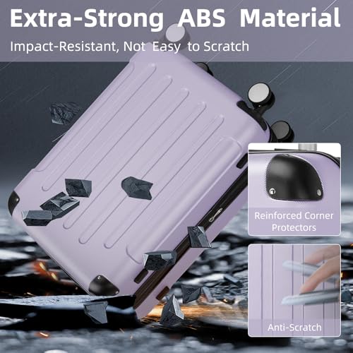 LARVENDER Luggage Sets 6 Piece, Expandable Suitcases with Wheel, Lavender - color: Lavender Purple, size: 6 piece set