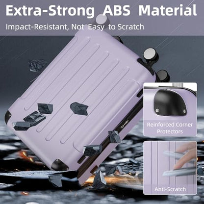 LARVENDER Luggage Sets 6 Piece, Expandable Suitcases with Wheel, Lavender - color: Lavender Purple, size: 6 piece set