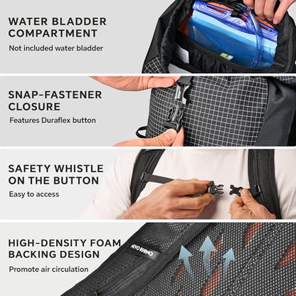N NEVO RHINO 16L Hiking Backpack, Lightweight Daypack for Men Women - color: Black