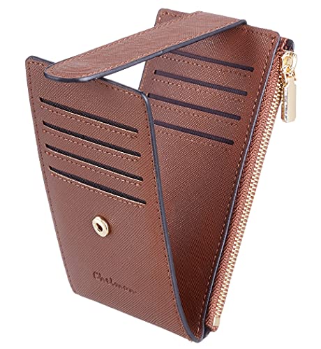 Chelmon Women's RFID Slim Card Holder Wallet - color: Deep Brown