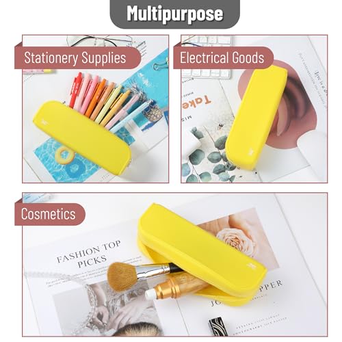 Mr. Pen- Silicone Pencil Case, Aesthetic Pencil Bag for Women, Makeup Pouch - color: Yellow