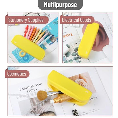 Mr. Pen- Silicone Pencil Case, Aesthetic Pencil Bag for Women, Makeup Pouch - color: Yellow