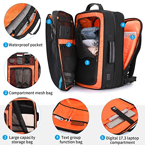 TANGCORLE Travel Backpack, 45L Carry On, Airline Approved - color: Black-b45