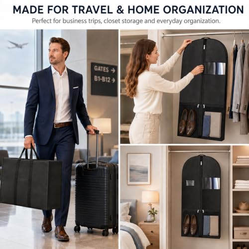 43" Travel Garment Bag, Lightweight Suit Cover with Window and Pocket - size: V-G-43in-1P-2