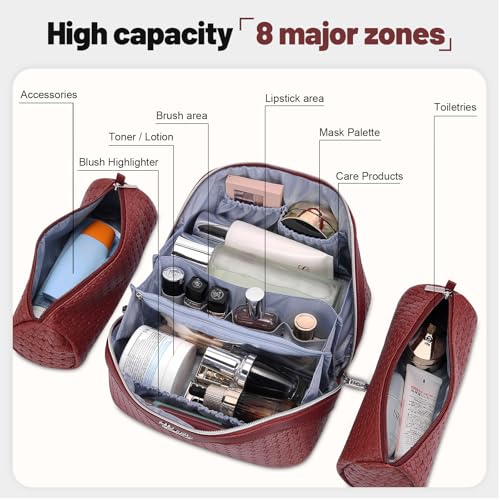 BOYATU Travel Makeup Bag Cosmetic Bags for Women: 3 Pcs Set Make up Bag - color: L52Burgundy