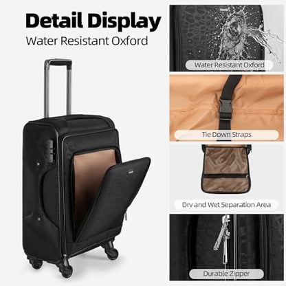 Carry on Luggage 28 Inch Softside Suitcases with Wheels, Airline Approved - size: Large
