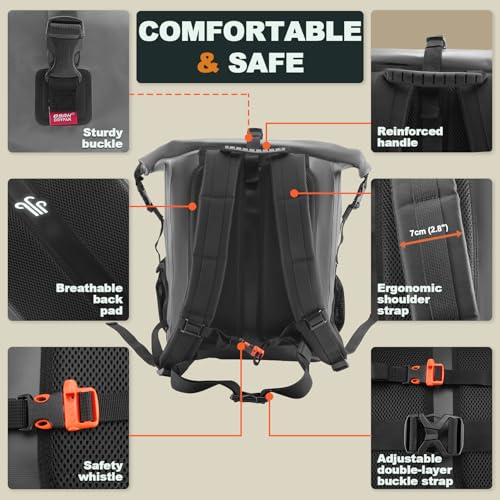 OSAH DRYPAK Waterproof Backpack Dry Bag 35L/55L/85L – Heavy Duty Roll-Top Hiking Backpack for Travel, Kayaking, Boating, Camping, Rafting and Fishing - color: Grey, size: 55L