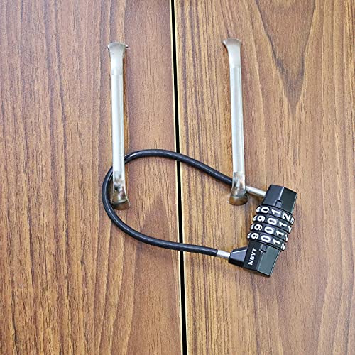 Steel Cable Rope 4-Digit Combination Padlock, Cabinet Door Handle, 3/16 inch Diameter, 7 inch Length, Suitable for Locking, File Storage, Wardrobes, Small Sheds, Pet Doors - Black - size: 7" Cable - Span 3.5" (3/16" Diameter) - 2 Pack