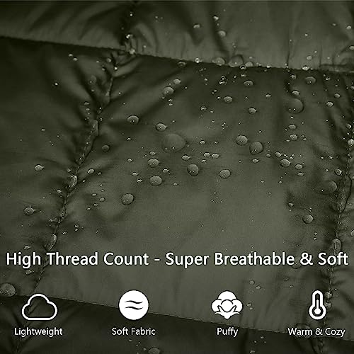 Large Camping Blanket Lightweight Puffy Camp Blanket - color: Dark Green, size: 52x75"