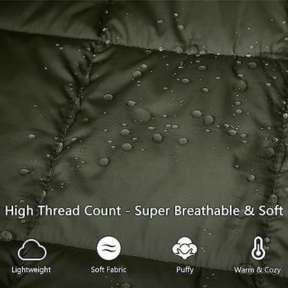 Large Camping Blanket Lightweight Puffy Camp Blanket - color: Dark Green, size: 52x75"