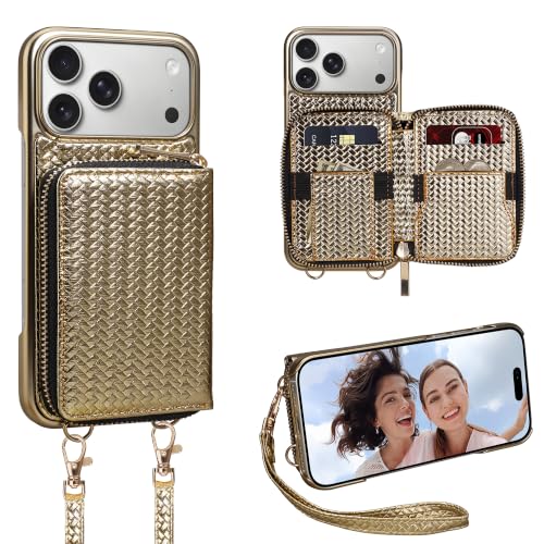 Wallet Case for iPhone 18 Pro Max/17 Pro Max 6.9" Crossbody Gold - color: Gold, size: 6.9" iPhone 18 Pro Max/17 Pro Max