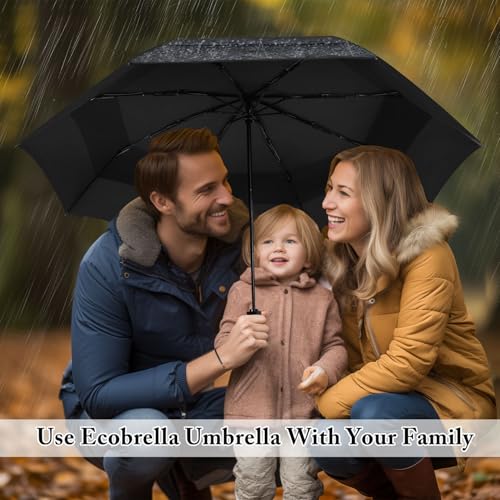 Rainbow Umbrella Windproof Automatic - 46/54inch Extra Large Double Canopy - color: 04.Black 54Inch