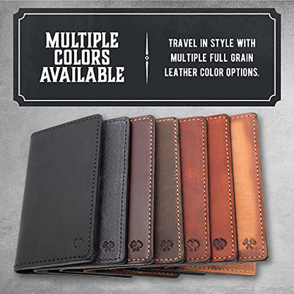 Leather Passport Holder for Men | Made in USA | 3.5" x 5.5" Field Notes Cover | Rio Latigo - color: Rio Latigo