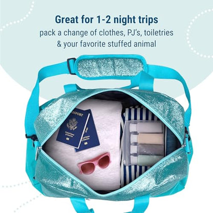 Wildkin Overnighter Duffel Bag for Kids, Blue Glitter - color: Blue Glitter