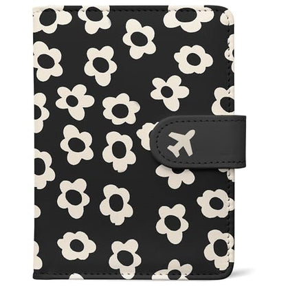 Passport Holder, Cute Travel Wallet Cover with RFID Blocking,Flower - color: D-Graphic