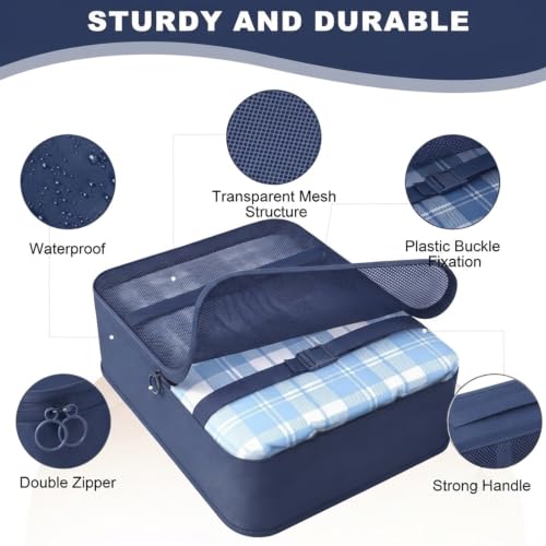 8 Set Packing Cubes for Travel-Navy Blue - color: Navy Blue